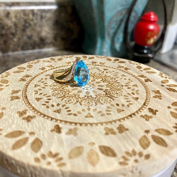 💍VNTG Samuel Aaron Blue Topaz Diamond Gold 10K THL-Size 7.25 Price is FIRM - Picture 6 of 17